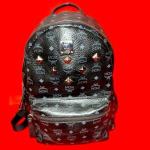 🛑SOLD🛑MCM Studded Black and Silver Backpack
